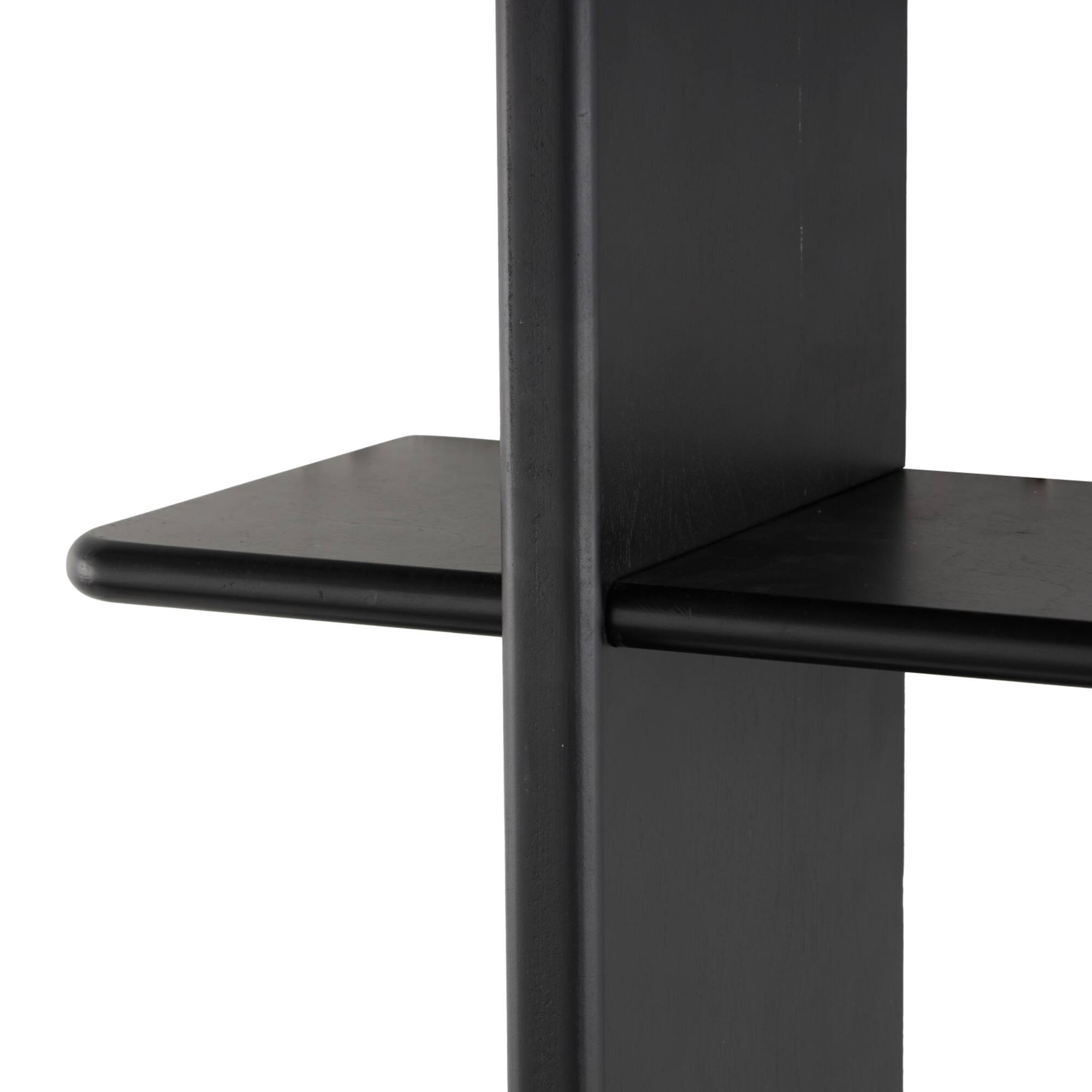 19" x 33" 6 Shelf Black Wood Handmade Wall Hanging Shelf